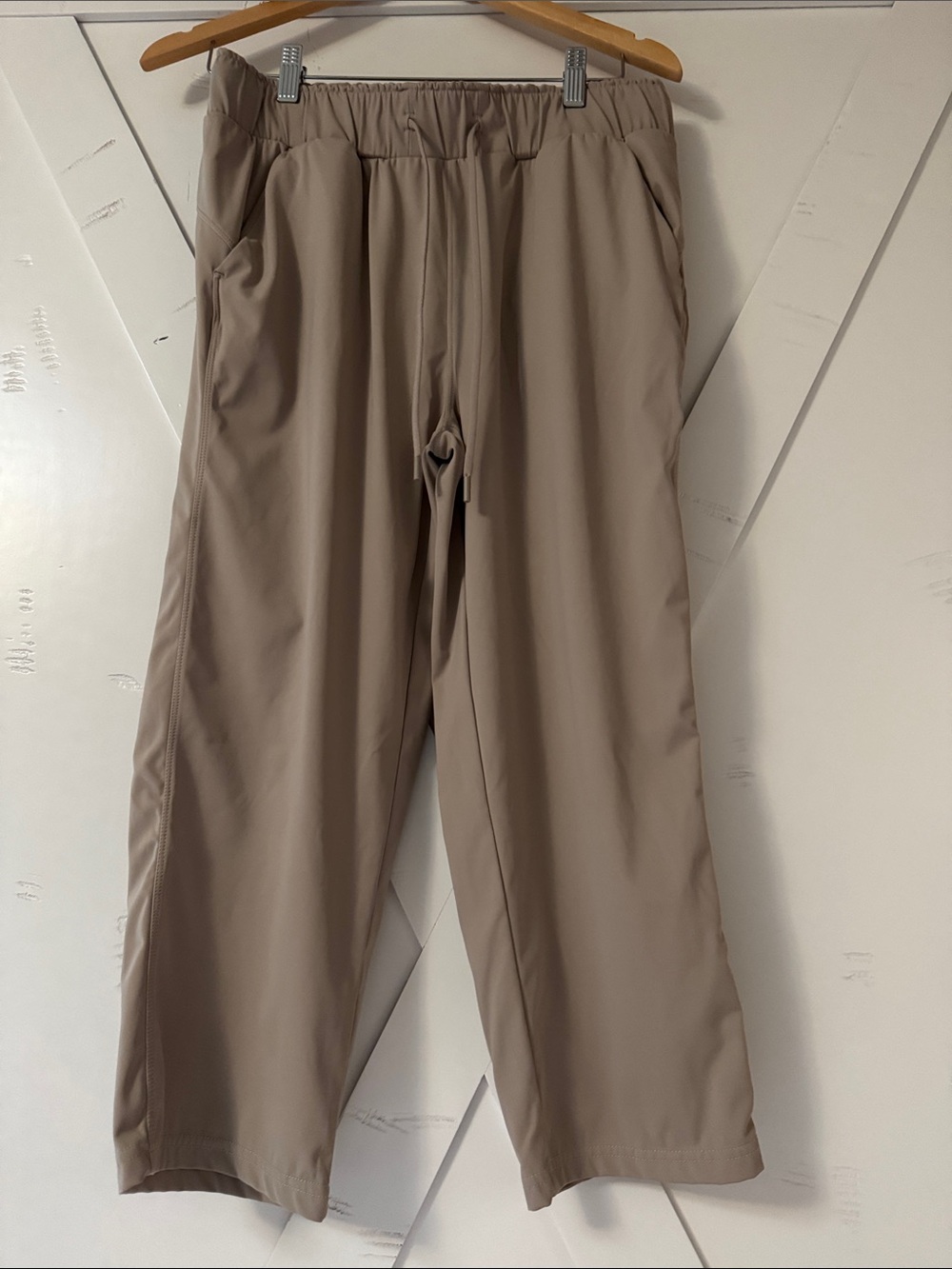 Woman’s Relaxed Drawstring Capri Pants in Taupe - Comfortable Everyday Wear